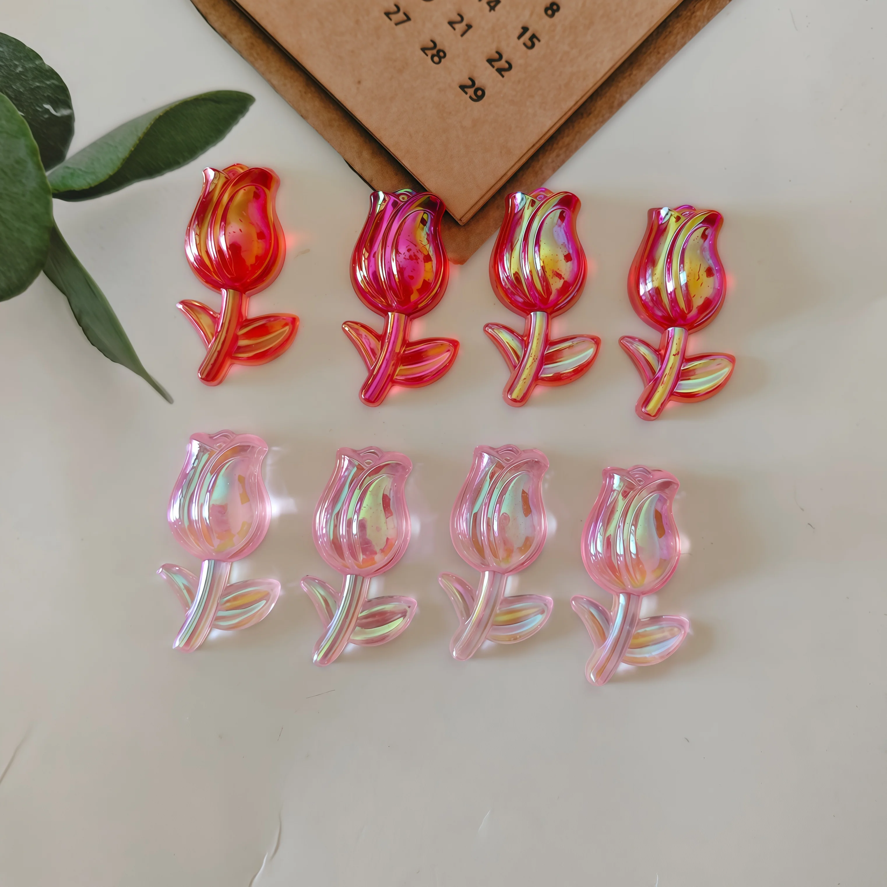 8pcs Cute Electroplated Tulip Magnets, Colorful Rose Refrigerator Magnets Decorative Decorative Magnets for Fridge Photo
