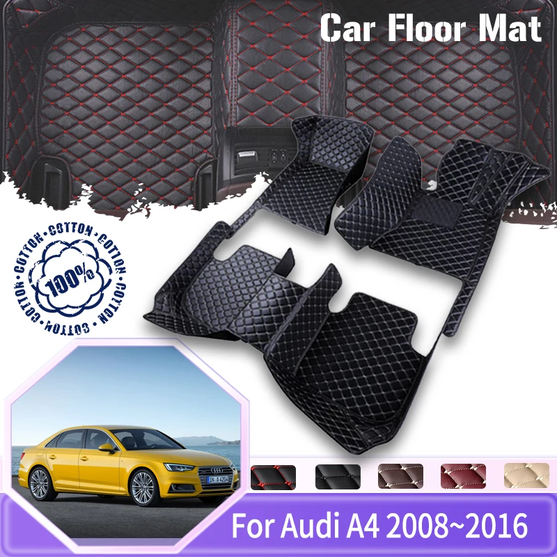 Car Floor Mats For Audi A4 B8 8K 2008~2016 Saloon Anti-dirty Leather Carpet Floor Matts Foot Cover Tapis Voiture Car Accessories