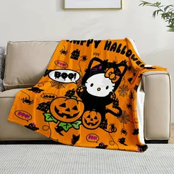 Fashion Sanrio Hello Kitty coperta di Halloween Cute Kuromi Set di carte di flanella a forma di zucca arazzo multifunzionale caldo coperta