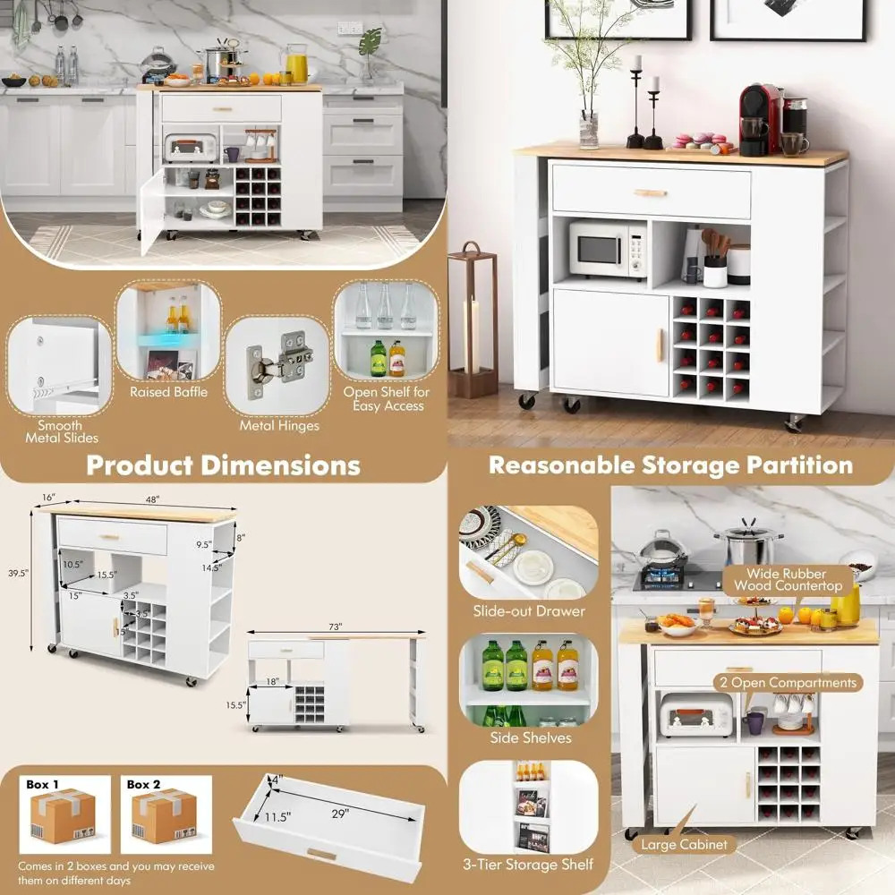 Versatile 4-in-1 Mobile Kitchen Island Cart
