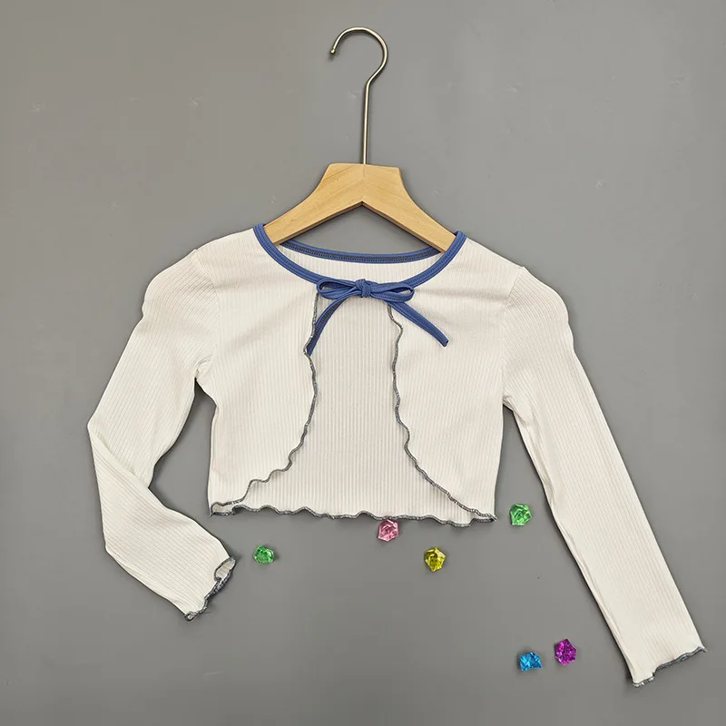 الخريف الفتيات الباليه سترة التفاف القمم طفل الحديثة الكلاسيكية معطف الباليه سترة طويلة الأكمام الجمباز الرقص تريكو اقتصاص