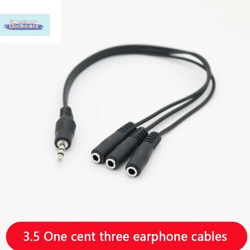 【3.5mm 3 Way Port Aux Multi Headphone Earphone Audio Splitter Adapter 3.5mm Jack HUB Splitter Audio Cable 1 Male To 3 Female】