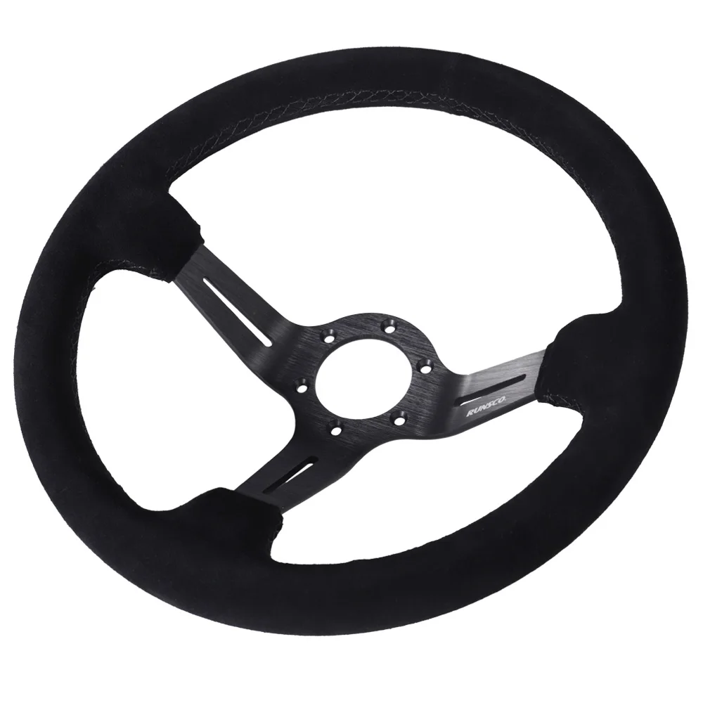 14Inch Racing Steering Wheel Suede Sport Steering Wheel Racing Simulator Pc Game Drift Steering Wheel