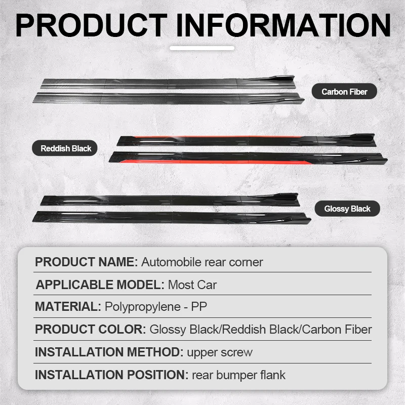 Separador de labios para parachoques, piezas de modificación automotriz, estilo deportivo, 8 piezas, 2m/2,18 m, extensión de faldón lateral Universal, placa basculante