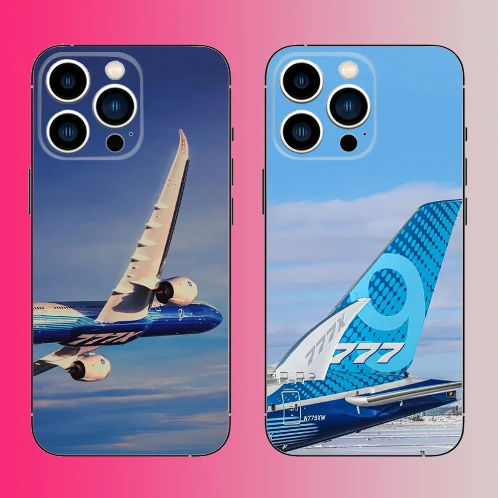 

Airplane 777 Top View Phone Case For iPhone 16,15,14,13,12,11,Pro,Max,Plus,Mini,X,XS,XR,8,7,6,S,SE B-BoeingAS Soft Black Case