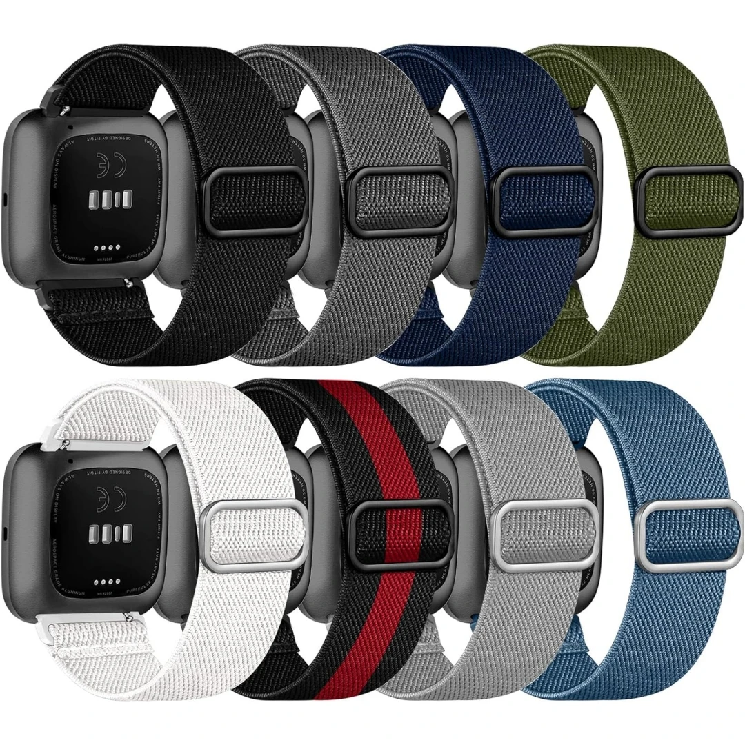 

Комплект из 8 нейлоновых ремешков для Fitbit Versa 2, мягкий регулируемый спортивный ремешок — мужской и женский