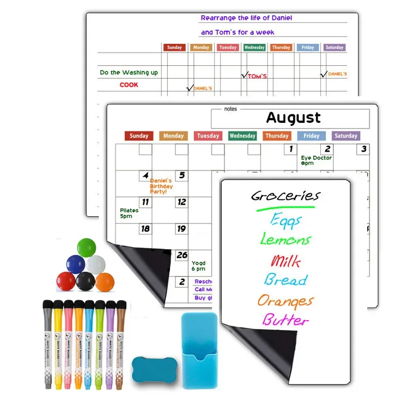 Magnetic Weekly and Monthly Schedule Household Whiteboard Refrigerator Sticker Daily Notes Magnetic Whiteboard Sticker