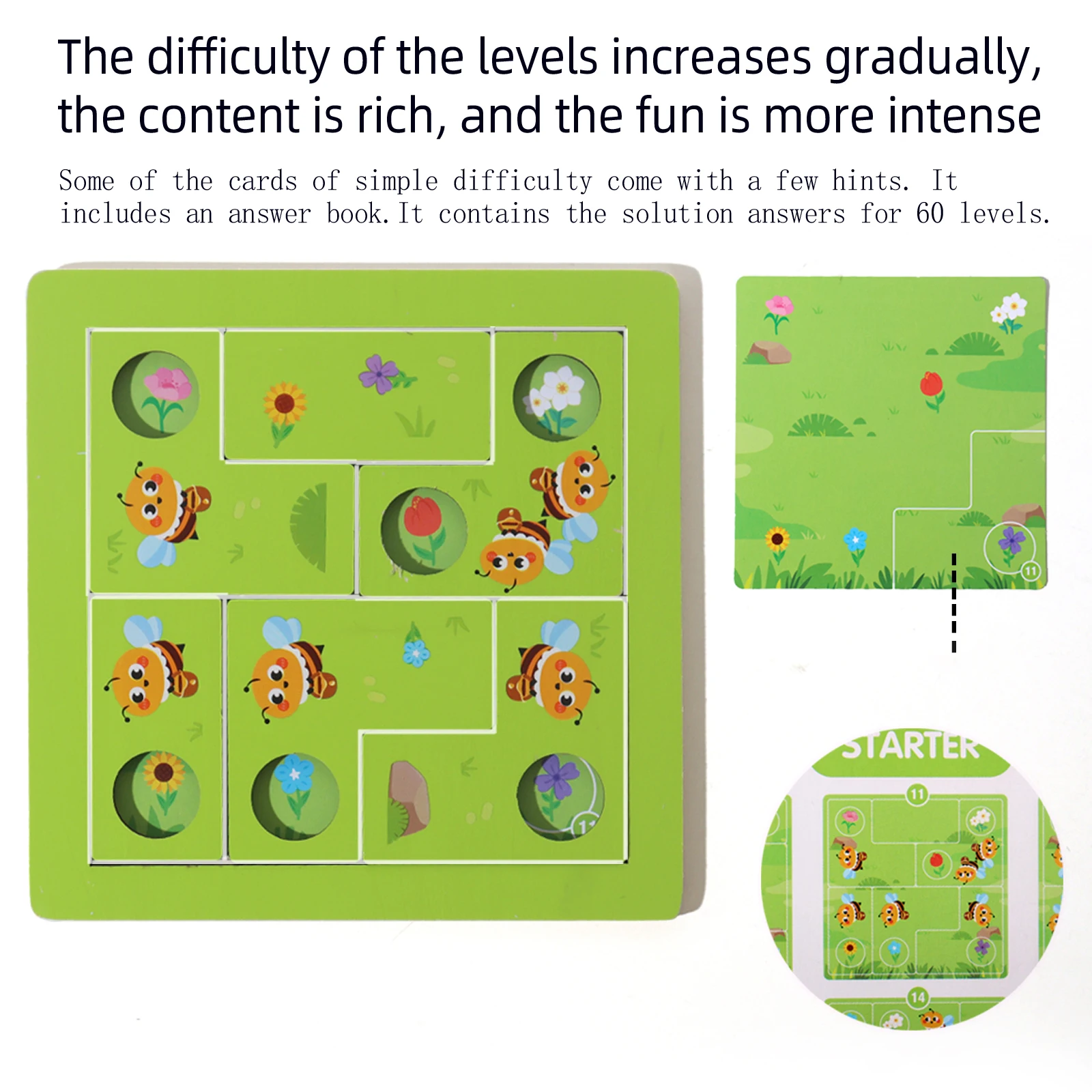 Educazione precoce Formazione del pensiero logico Giochi intellettuali Bambini Puzzle di api Puzzle Gioco da tavolo Giocattoli sensoriali di logica spaziale