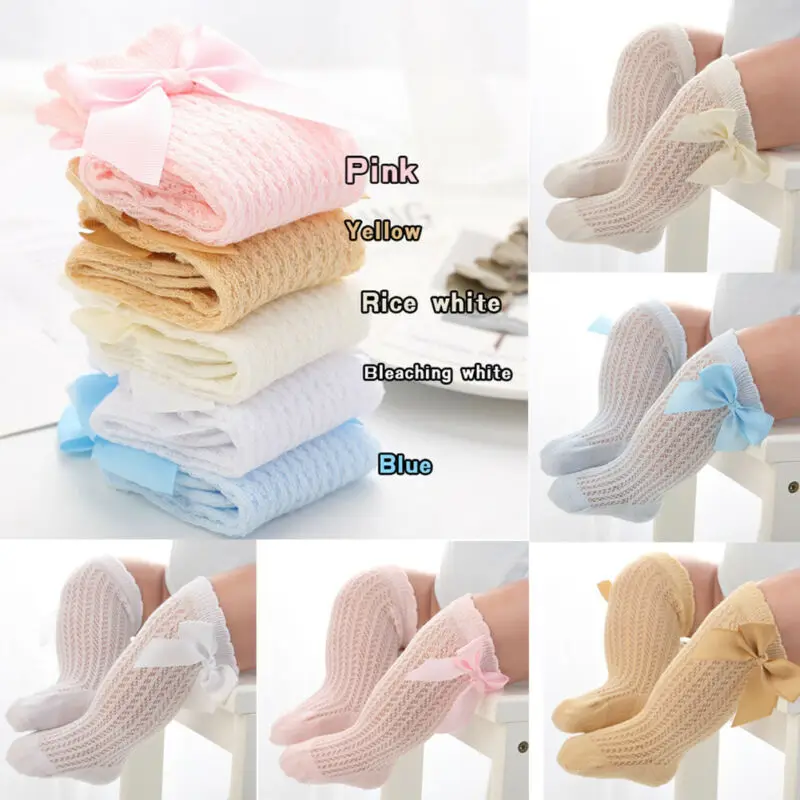 Neugeborenen Baby Mädchen Socken Sommer Frühling Mesh Socken Kinder Bogen Kniehohe Lange Rohr Socke Sokken Prinzessin Infant Baby Socken calcetines