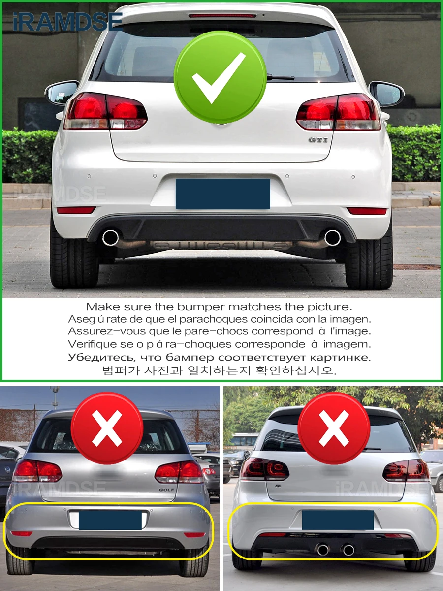 Rear Diffuser for Volkswagen Golf MK6 GTI 2008-2013 Glossy Black Car Body Kit Lip Bumper Spoiler Plastic Splitter