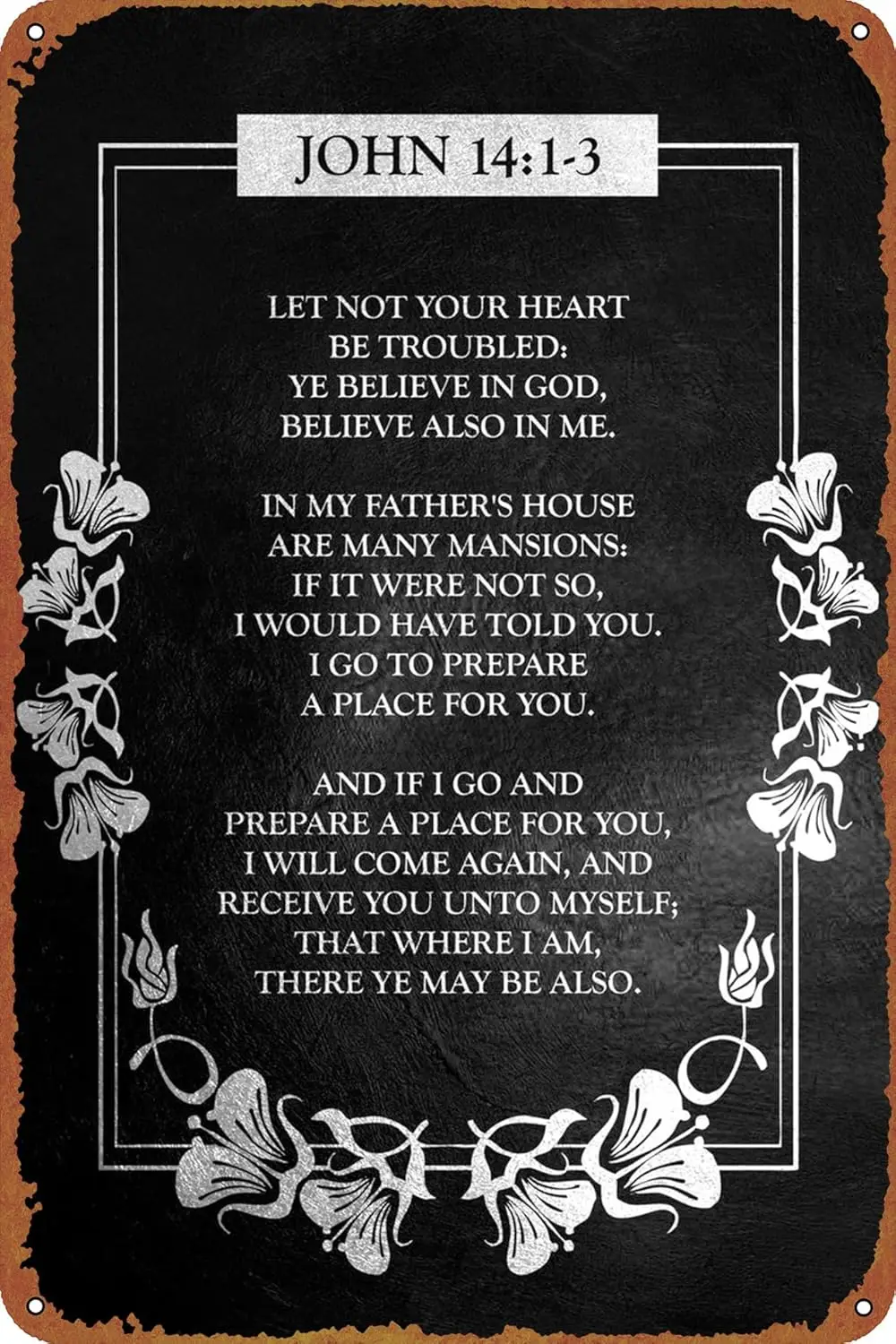 John 14 1 3 Poster Metal Tin Sign Wall Decor Signs,Retro Art Decor Metal Plaque Art 8x12 Inch
