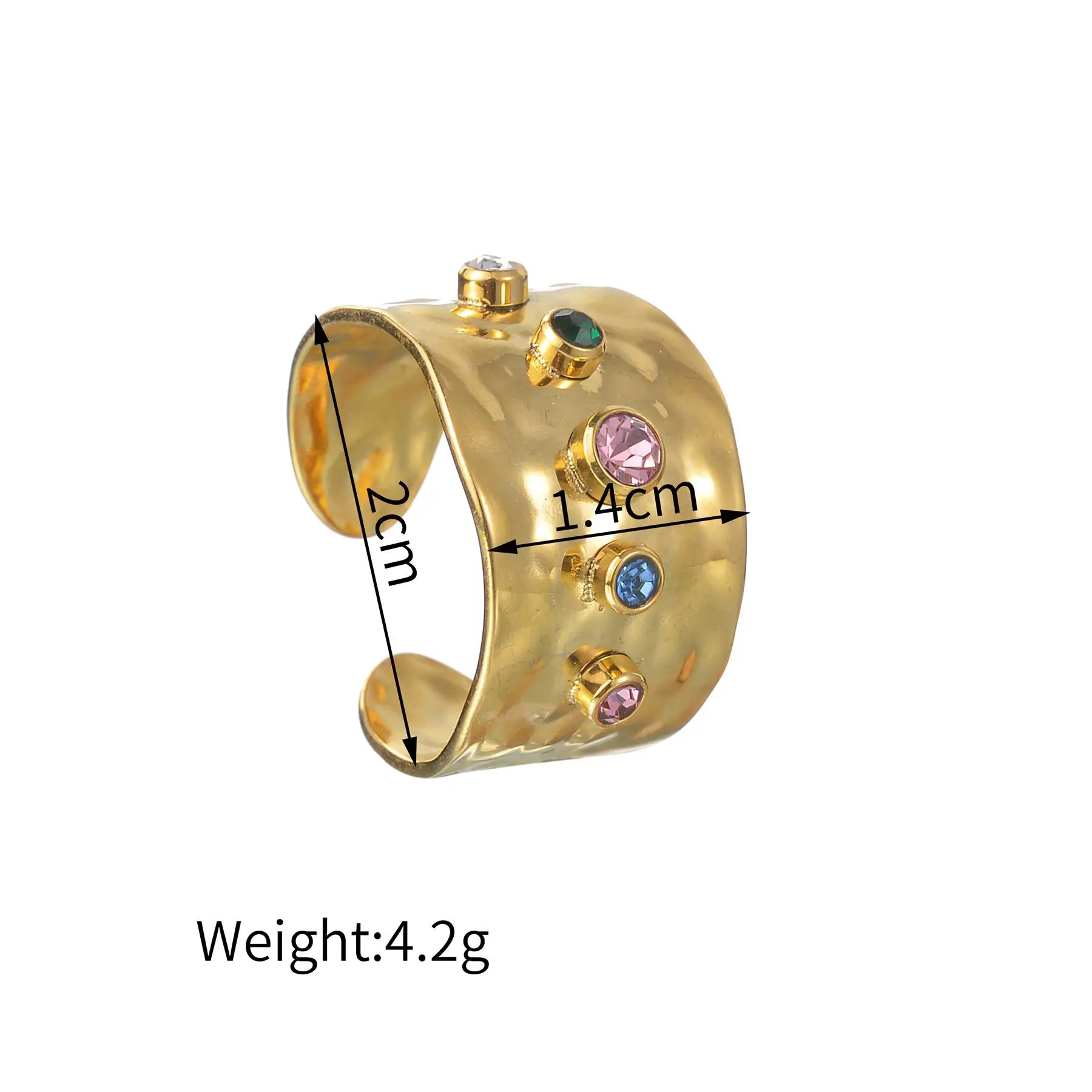 Stainless Steel Gold Plated Wedding Couple Ring Colorful Zircon Ring for Women Vintage Elegant Jewelry Accessories Free Shipping image 5