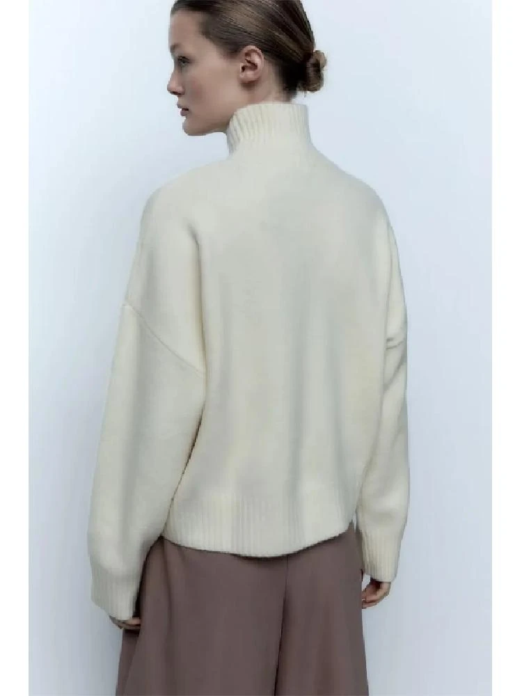 

Мягкий вязаный свободный свитер Long Sve с высоким воротником, простой женский модный свитер, Новое поступление, удобное качество, осень-зима...