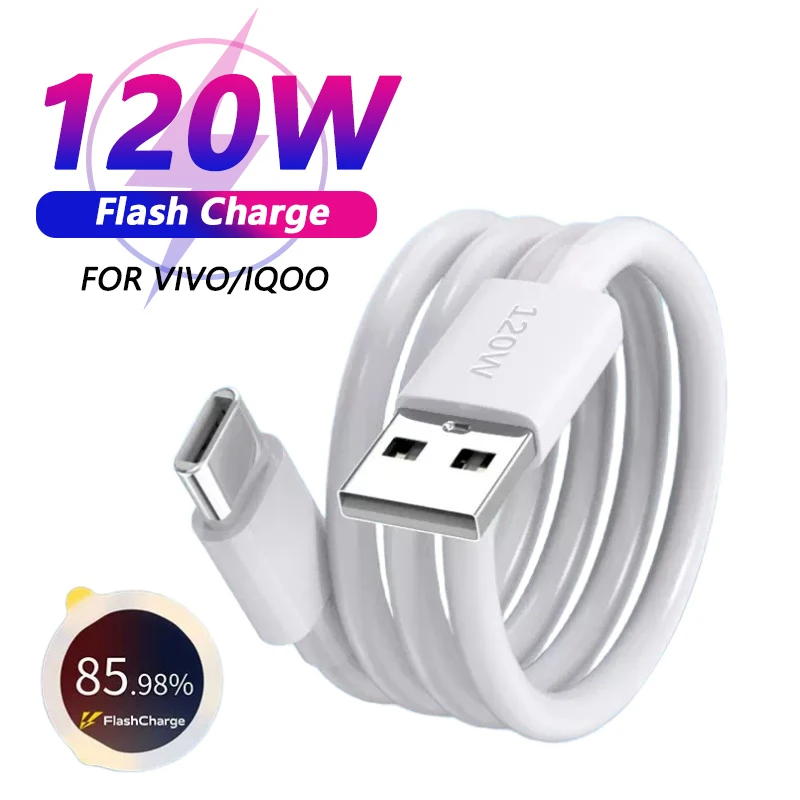Vivo IQOO 12 11 10 9 Pro Fast Charger 120W Super Flash Charge Type C Cable For IQOO Neo 8 7 Racing 6SE X90Pro X80 X Find