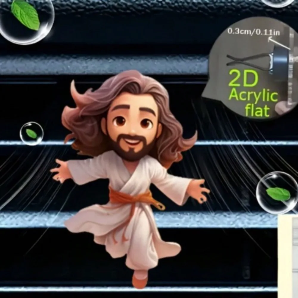 Adorno Decorativo Plano 2D de Acrílico para Ventilación de Coche, con Diseño de Osito de Peluche, Cachorro y Jesús, para Jardín, Hogar, Manualidades, Clip, Accesorio Decorativo, Colgante para Vehículos