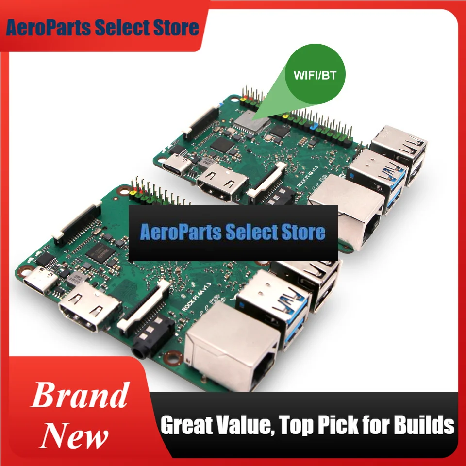 AeroPartsROCK PI 4C Rockchip RK3399 4GB LPDDR4 Mali T860MP4 SBC/Single Board Computer Compatible With Official Raspberry Pi Disp