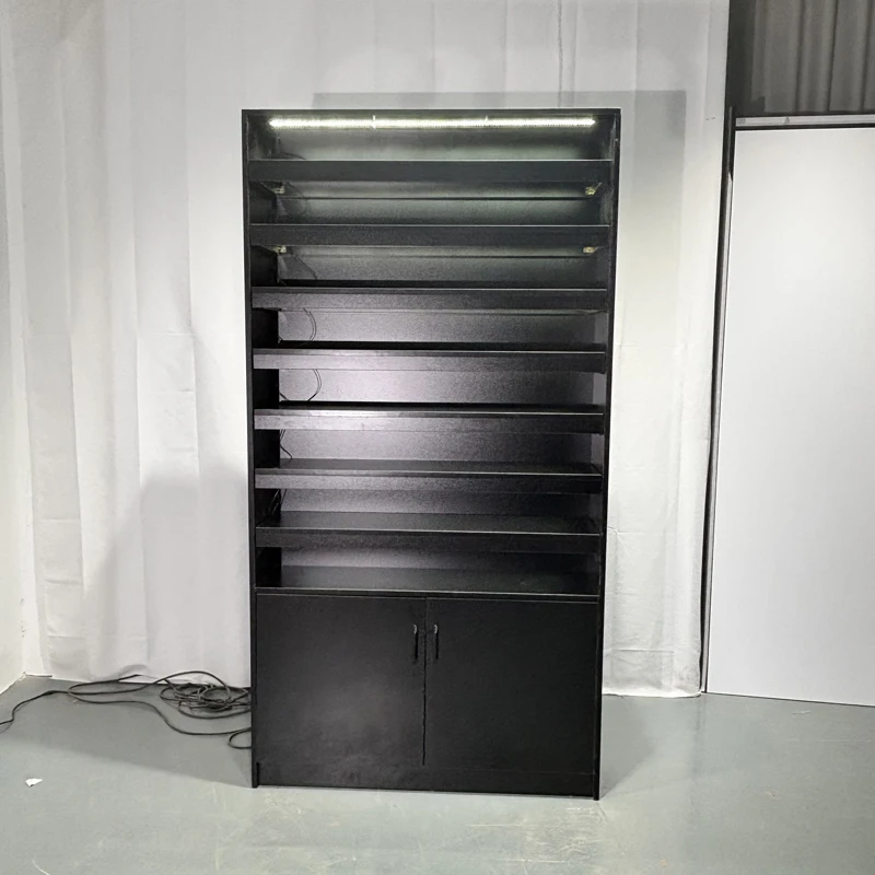 Factory Customized Cigarette Display Stand with LED Light & Pusher Smoke Shop Showcase