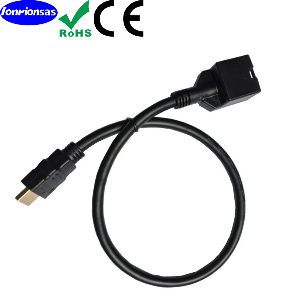 High Speed HDMI E Type 19P Female Black Molding to HDMI A Type Male Black Molding with Ethernet Video Cable 0.5m/1.0m/2.0m/3.0m