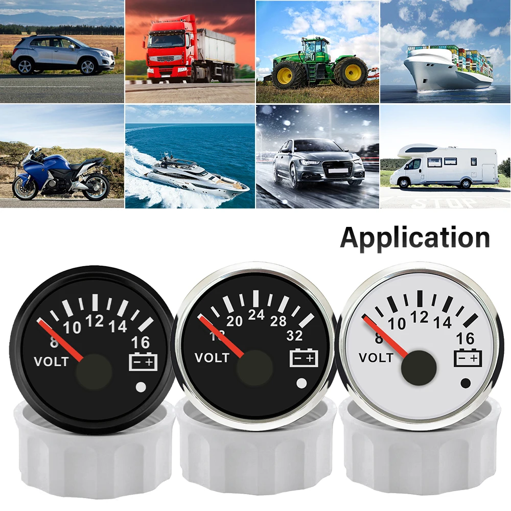 ELING 52MM Voltmeter 8-16V 18-32V Voltage with Red Backlight with Alarm for Car Limousine Motorcycle
