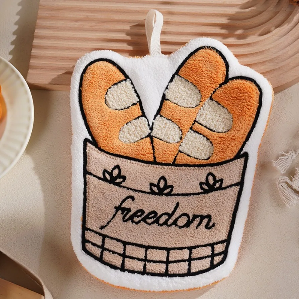 Durable Coffee Print Hand Towel Kitchen Bathroom Kids Bathing Small Towels Tableware Cleaning Soft Absorbent Hanging Towel