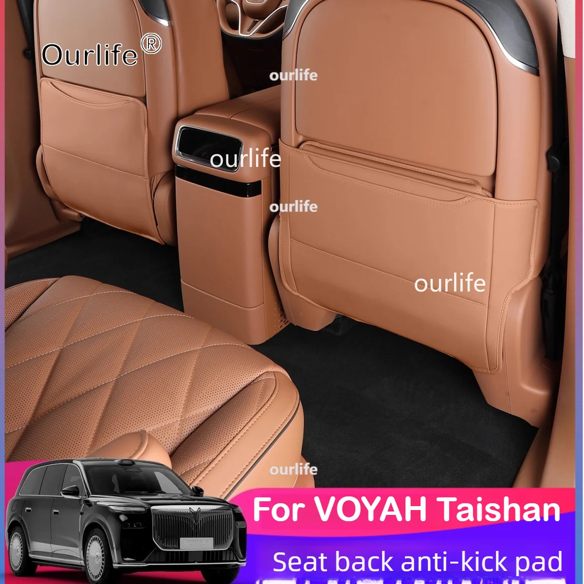 

For VOYAH Taishan 2026 2027 Leather Seat Back Kick Protector Backseat Kick Mat Seat Cover Waterproof accessories
