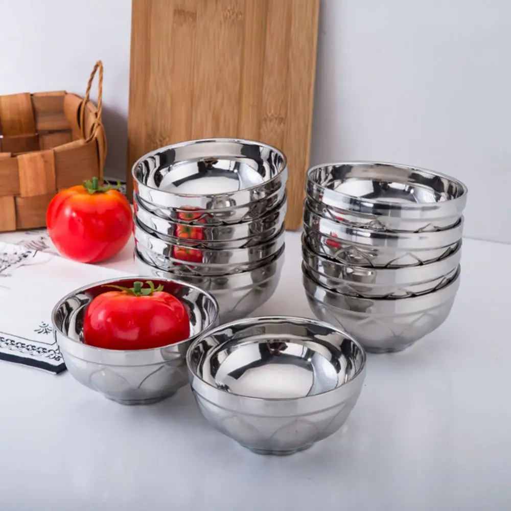 Non-slip Bowl Kitchen Tableware  Mixing  Stainless Steel    Reusable Double Wall Insulated  나무접시