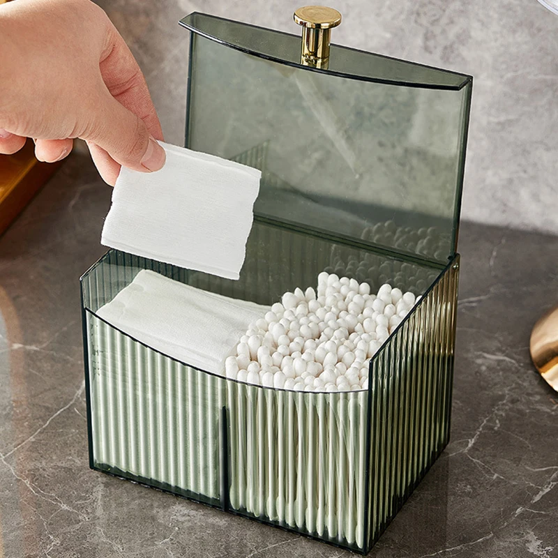 Cotton Swab Storage Box Desktop Dust-Proof Transparent Jewelry Box Makeup Removal Cotton Storage Organizer Lipstick Container