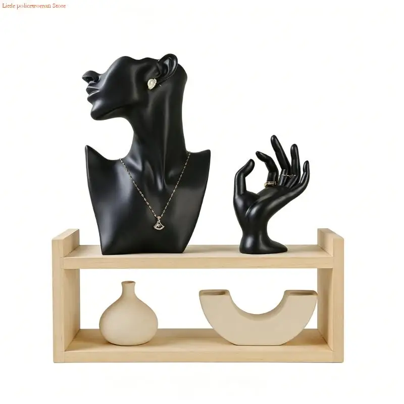 F92D Set Of 2 Stylish Resin Jewelry Display Stands For Retail And Home Use
