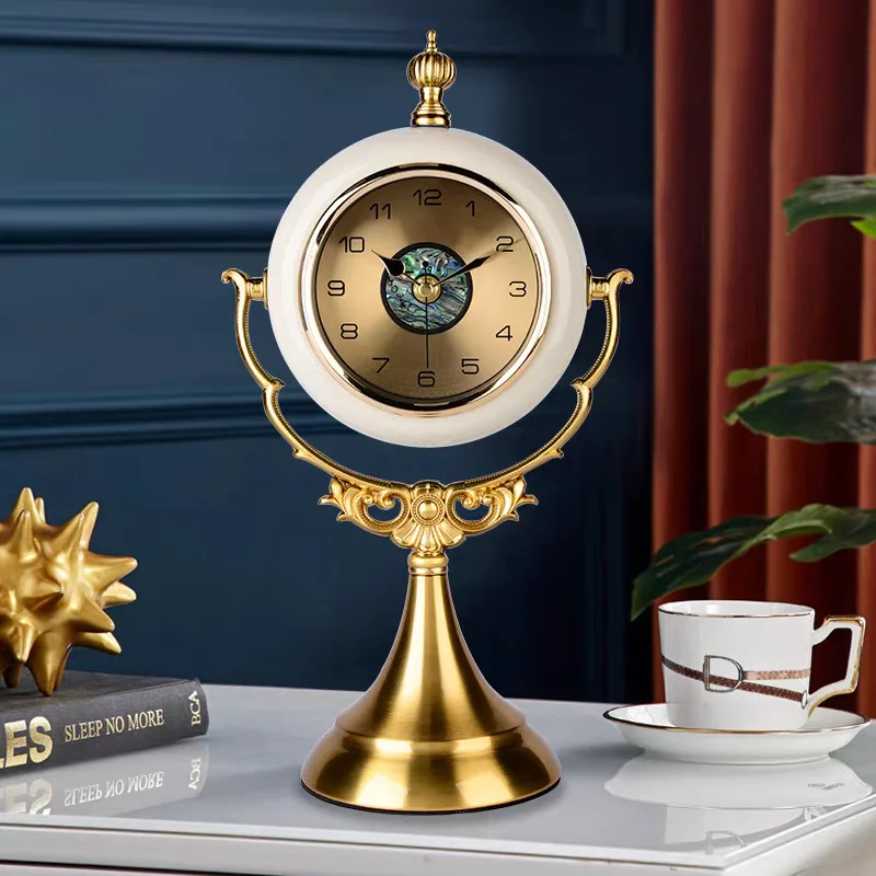 European-style desk clock household desktop clock ornament desktop light luxury decorative quartz clock