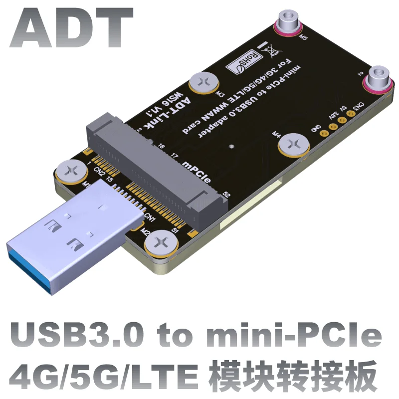 

Mini-PCIe to USB 3.0 adapter card with SIM dual card slots support 4G/5G/LTE modules WS16