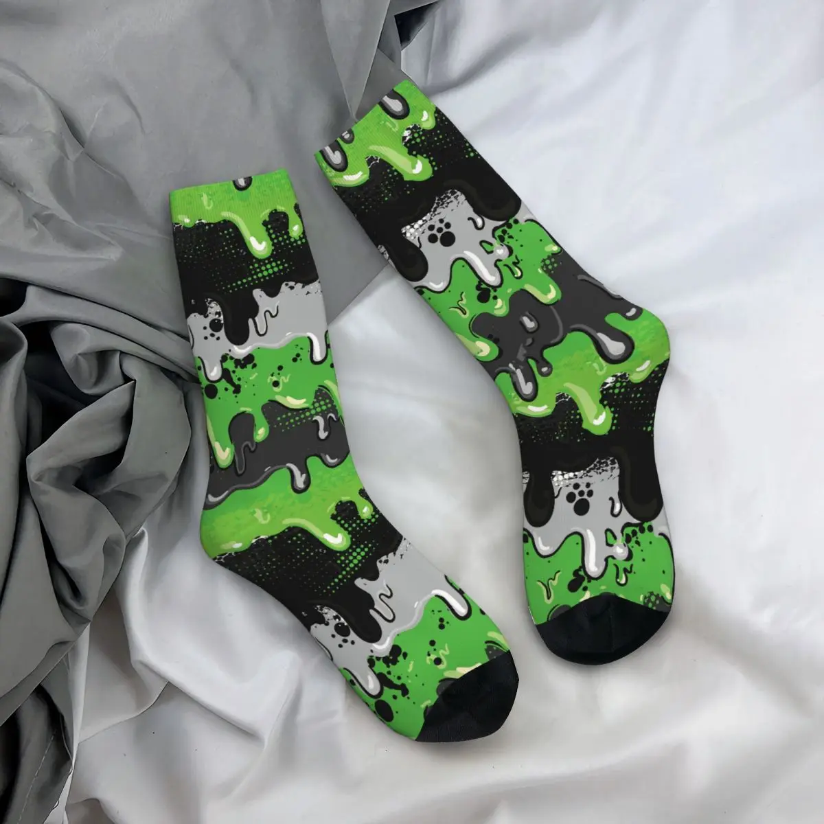 Chaussettes rétro grunge pour hommes, motif de peinture en aérosol, motif d'art graffiti unisexe, motif Harajuku, nouveauté imprimée, chaussettes d'équipage