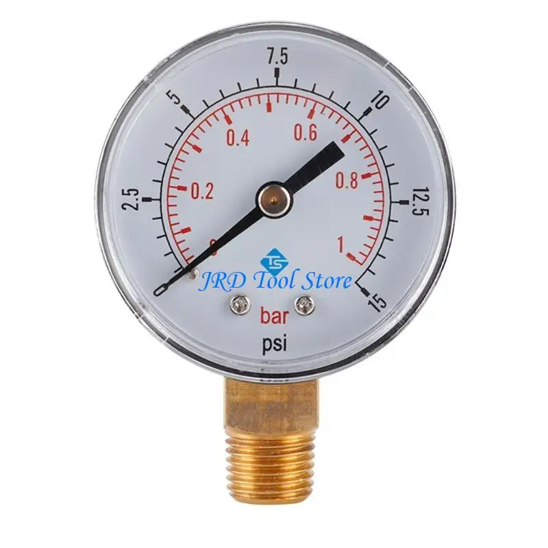 A2UD Low Pressure Guage For Fuel Air Oil Or Water 0-15psi/0-1bar BSPT Bottom Mount 0-1 bar/0-15psi 1/4 BSPT Thread