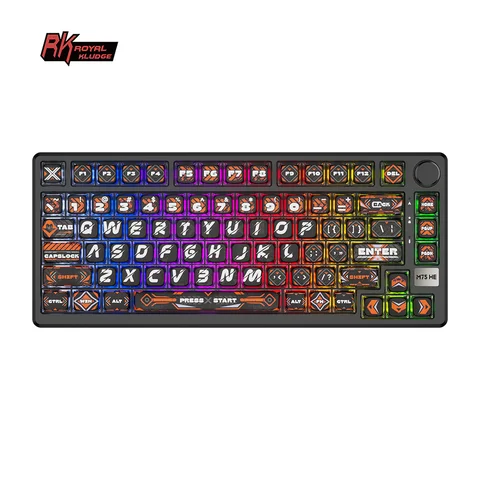 RK ROYAL KLUDGE M75 HE Teclado mecánico magnético 0,24 ms 8KHz RT0.01mm 81 teclas RGB con cable teclado para jugadores de deportes electrónicos intercambiable en caliente