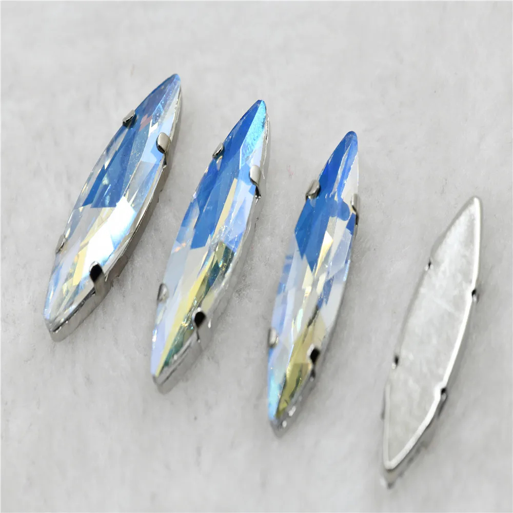10x35mm 4x15mm Navette stenen Kerst stijl witte k klauw instelling voor sieraden of jurk tassen opnaaien