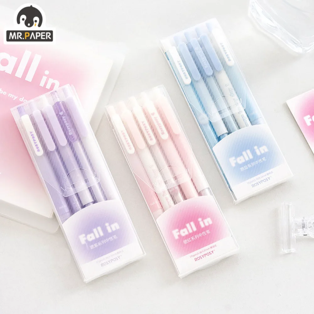 5Pcs/box Gradient Gel Pen Set Hand Account INS Good-looking 0.5mm/0.38mm Pen For Student Stationery Supplies Office Accessories