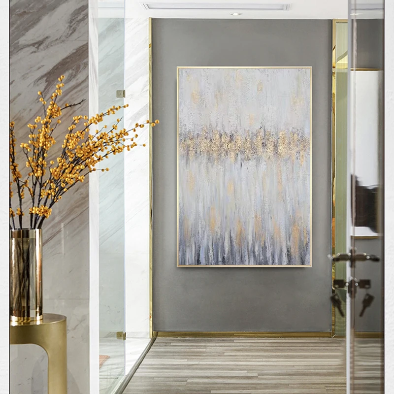 

Pure Hand Painting Modern Abstract Gold Foil Corridor Aisle Decoration Painting Living Room Background Wall Canvas Painting