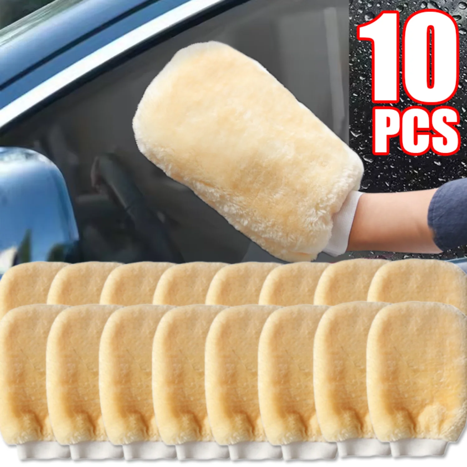 1-10pcs Microfiber Car Washing Mitt Ultra Soft Plush Cleaning Gloves Double-sided Cleaning Towels Auto Care Wax Detailing Brush
