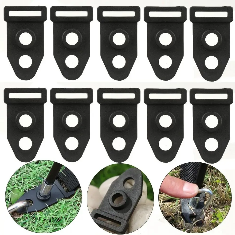 10PC Hohe Qualität Doppel Loch Schwarz Bergsteigen Zubehör Zelt Fuß Clip Windline Schnalle Zelt Clip Outdoor Camping Reisen