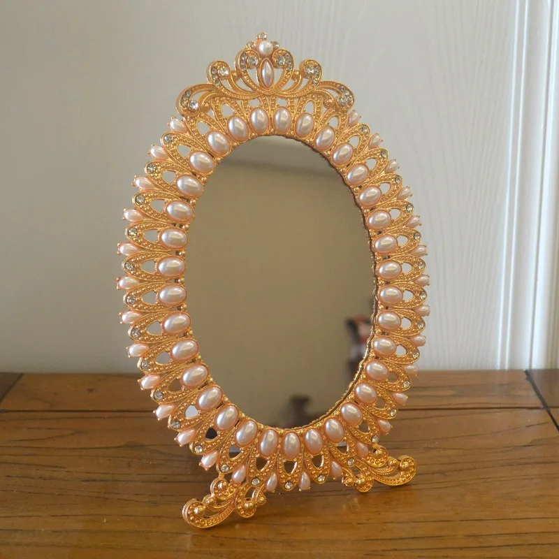 European Light Luxury Desktop Mirrors Desktop Crown Makeup Mirror Household Products Dormitory Dressing Mirror Ornaments