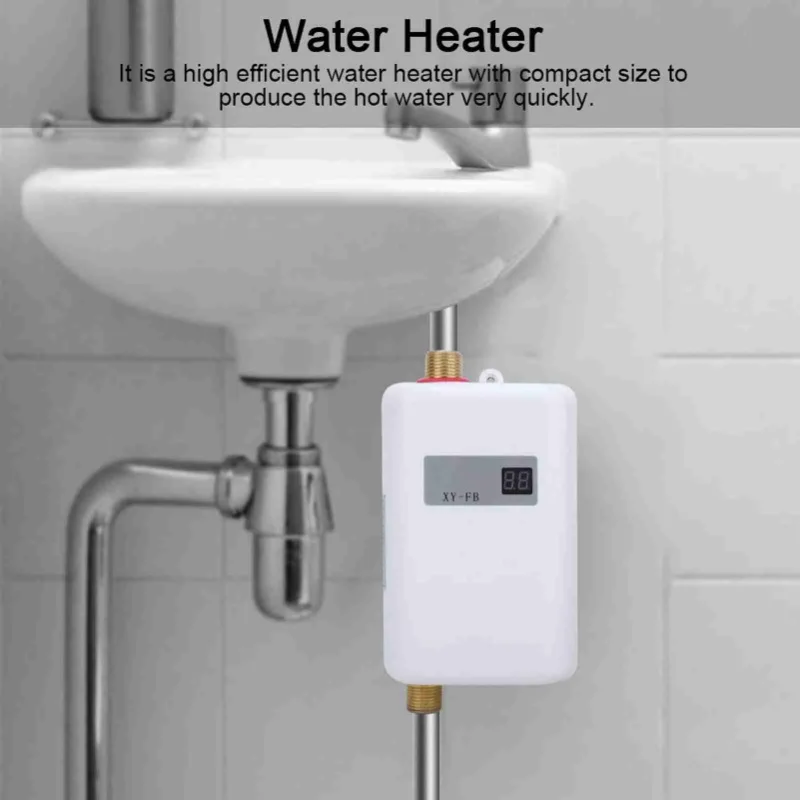 Mini Tankless Electric Water Heater 3000W Instant Hot For Kitchen Bathroom Washing