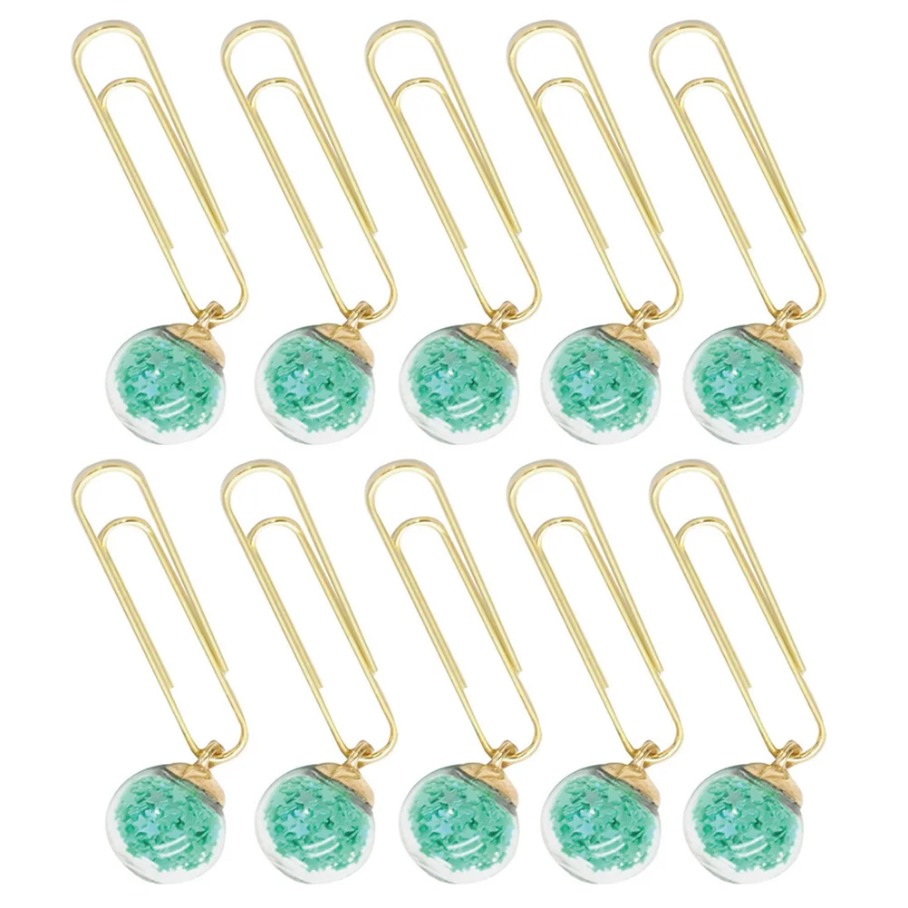 

10pcs Crystal Ball Bookmark Lightweight Metal Paper Clips Clamp Pins Binder Note Office Supplies Gifts