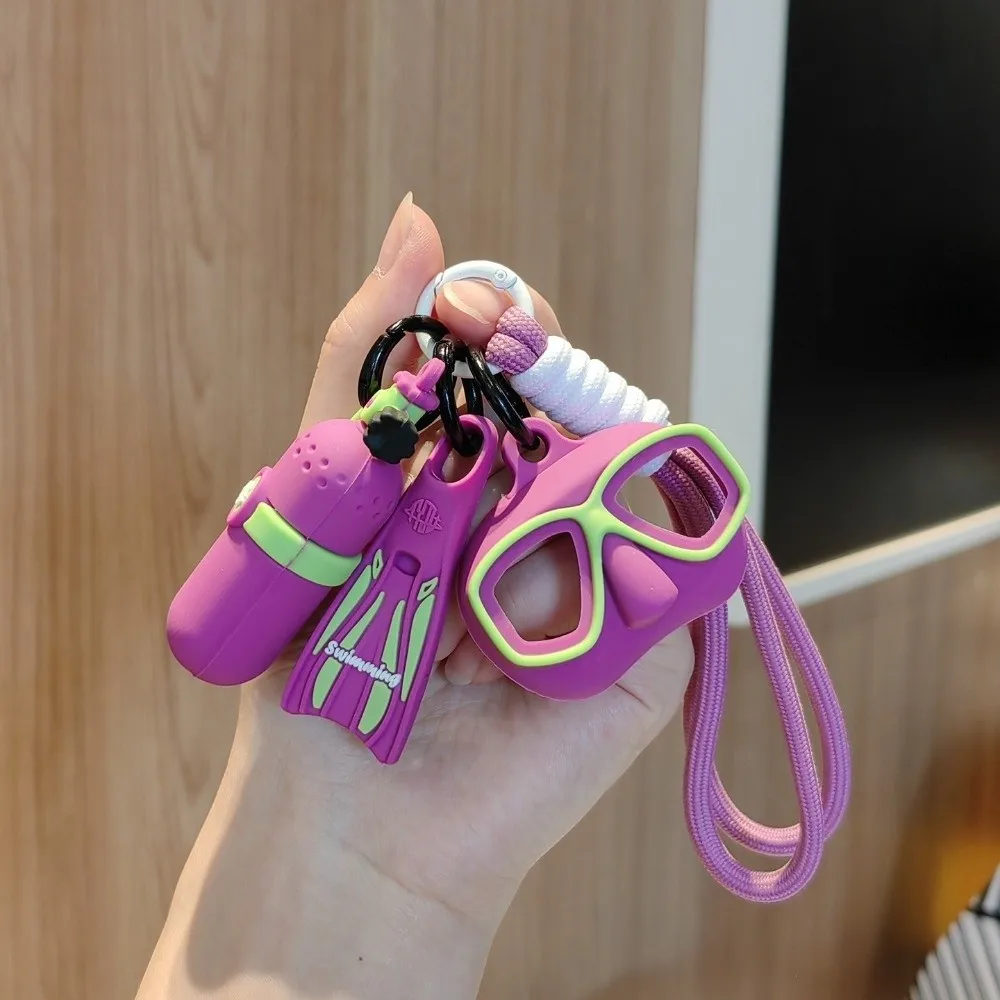 Funny Diving Series Keychain Colorful Fashion Diving Mask Bag Pendant Hanging Backpack Decor Oxygen Cylinder Keyring