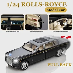 Nuovo 1:24 Rolls-Royce Phantom Starry Sky Top Car Simulation Sound And Light Pull Back lega Car Model Decoration Boy Toy Car Gift