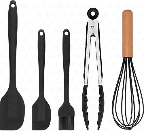 

Fugazi Heat Resistant Fireproof Non-stick Silicone Spatula Set 5 Pieces Black