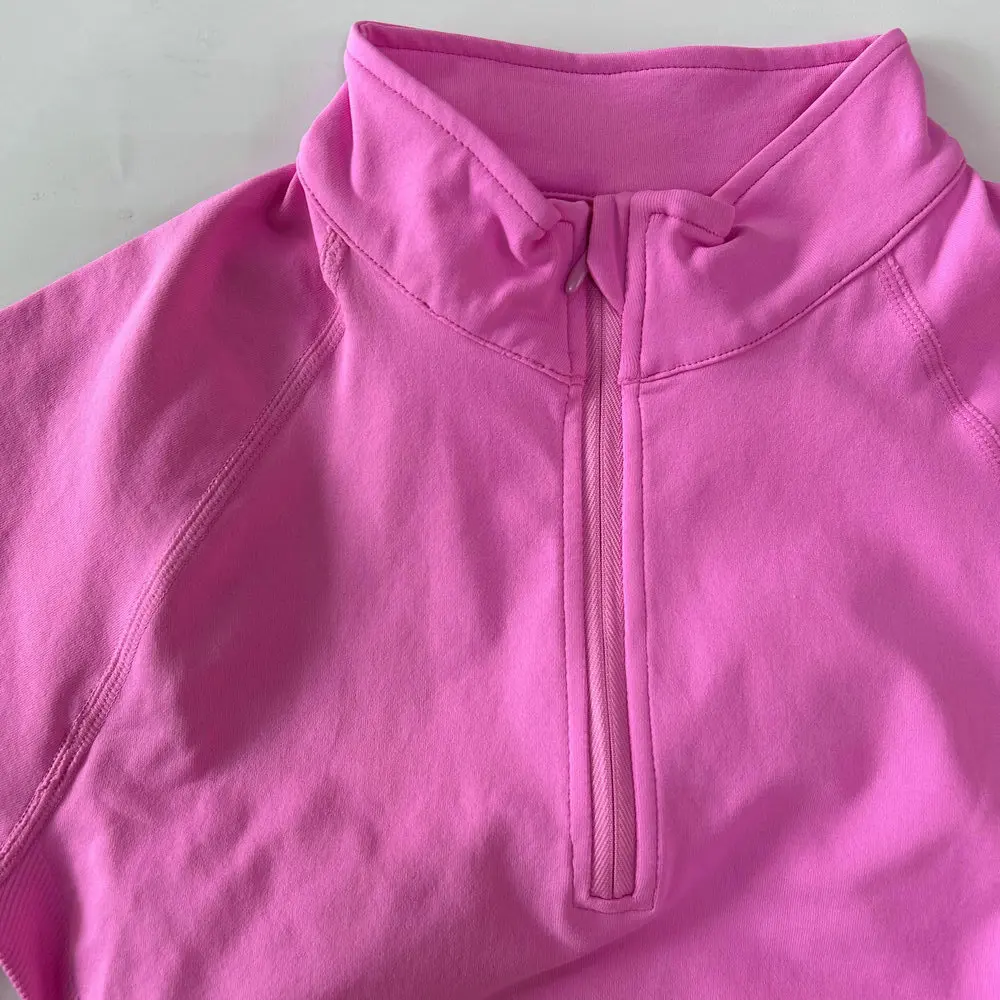 No Logo Yoga Jacket With Half Zip Shirt Women Long Sleeve Sport Tops Seamless Running Workout Coat Fitness Clothing Activewear view 5