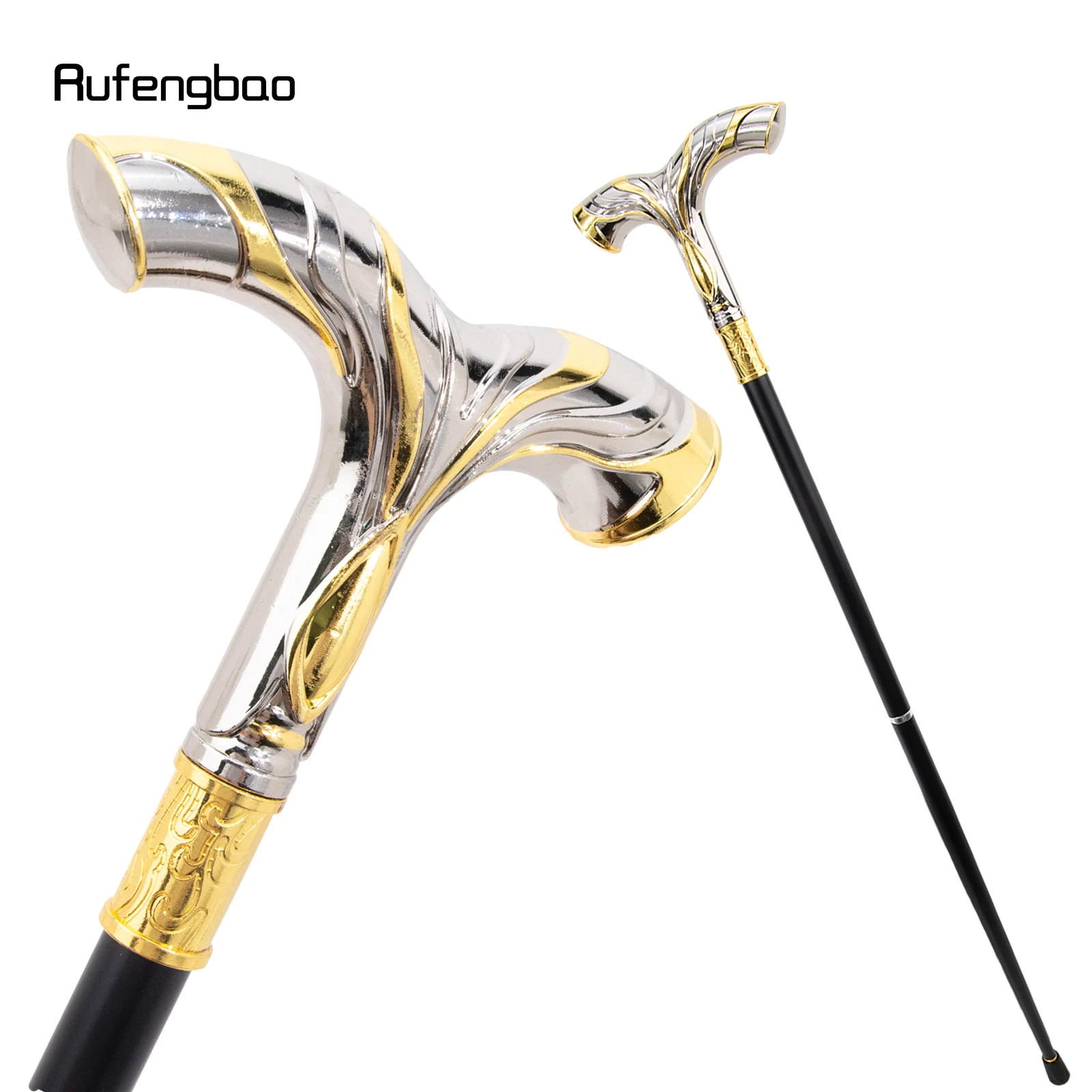 Golden White Flowing Lines eagle Luxury Fashion Cosplay Stick Party Decorative Cane Knob Stick 92cm  Performance Stage Cane view 5