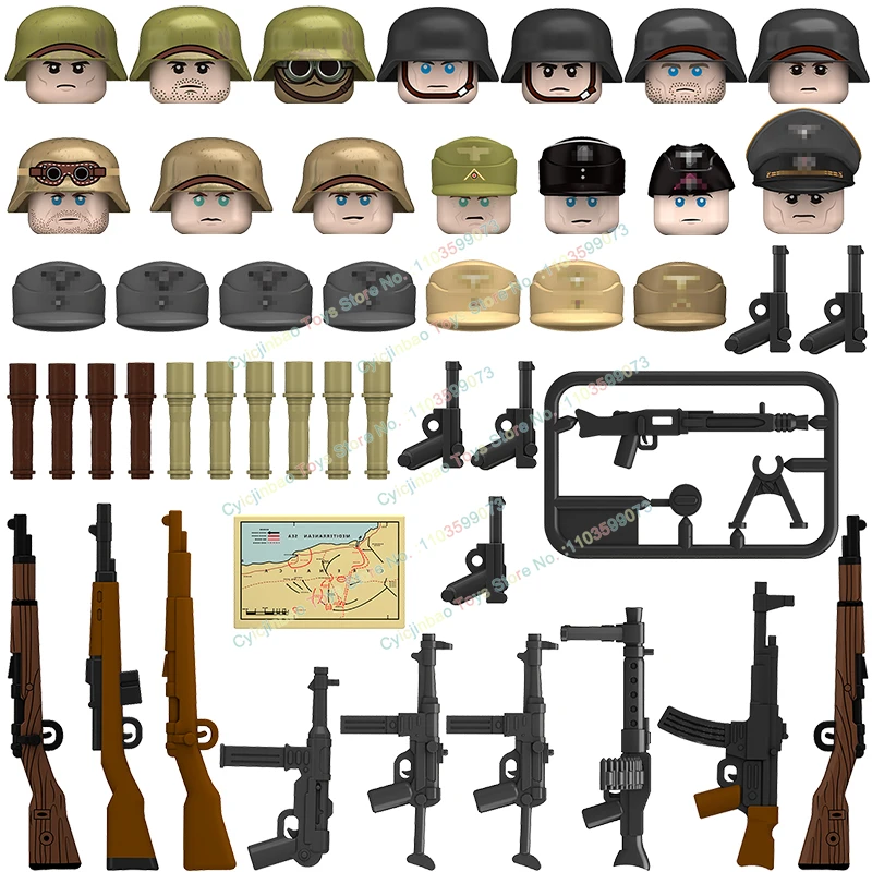 

N671 N676 MOC Военное Военное Оружие Солдаты Тяжелая Броня Пистолет Аксессуары Креативные Строительные Блоки Фигурки Кирпичи Игрушки Подарок