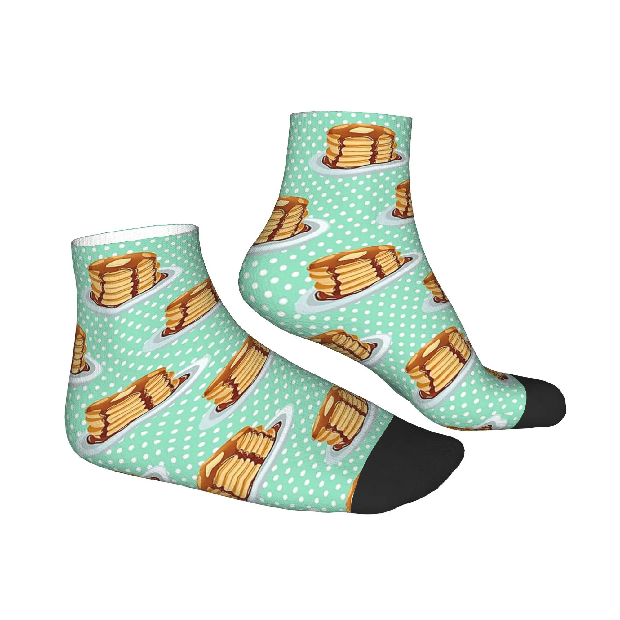 All Seasons Pancakes with Maple Syrup Pattern Socks Harajuku Super Soft Crew Socks Casual Stockings for Men Women Gifts