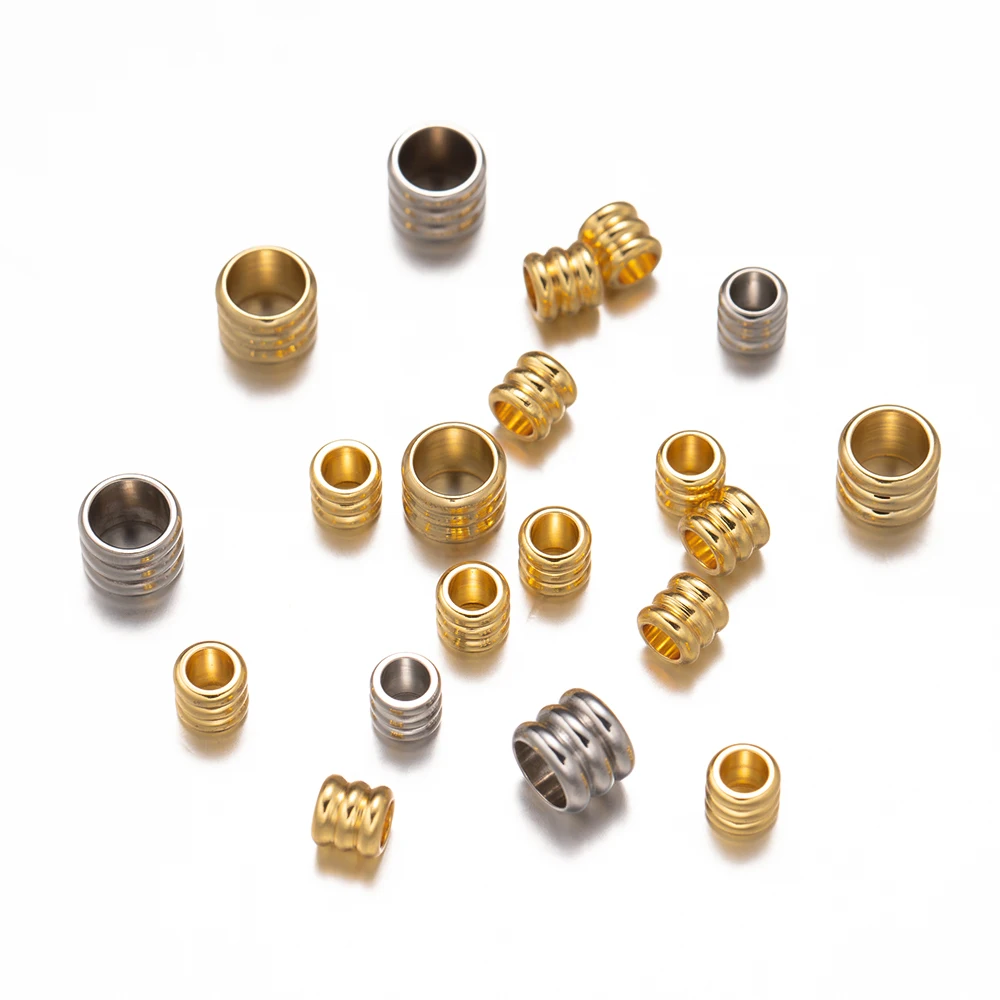 20Pcs 3/4/5/6mm Stainless Steel Big Hole Round Spacer Beads DIY Jewelry Making Handmade Necklace Bracelet Supplies Accessories