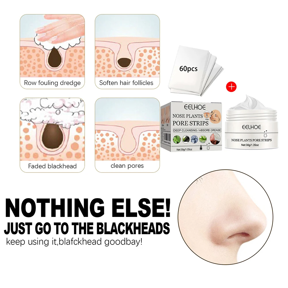 Blackhead Remover Mask Nose Mask Pore Strips Black Mask Peeling Acne Treatment Deep Cleansing Face Mask Oil Control Skin Care